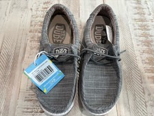 Hey Dude Wally Youth Linen Blend Stone Grey Slip On Shoes Size K12 kids NWOB