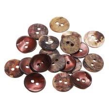 20Pcs Shell Buttons, 15mm 2 Hole Mother of Pearl Sewing Buttons, Coffee