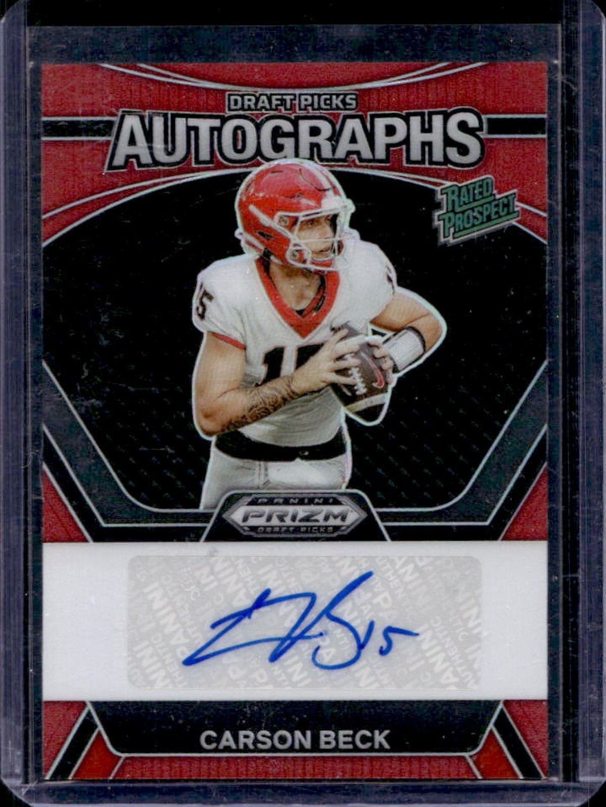 2024 Panini Prizm Collegiate Draft Picks Carson Beck Pick Auto Red RC #/199