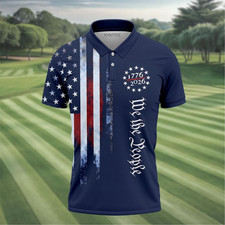 We The People 1776 2026 Golf Polo Shirt America 250 Patriotic Polo USA Flag Inde