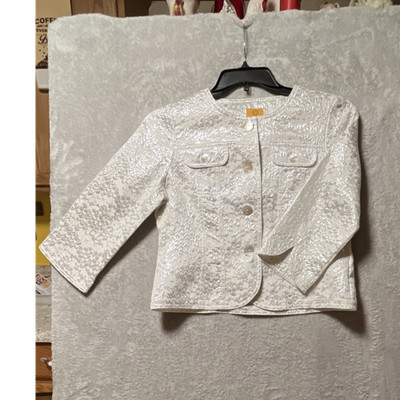 Ruby Rd. Petite White Snake Skin Button Front Jacket w/ Pockets Women's 8P