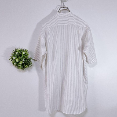 Balmain Band Collar Short Sleeve Shirt Stripe Custom Large Thin Fit - Picture 7 of 9