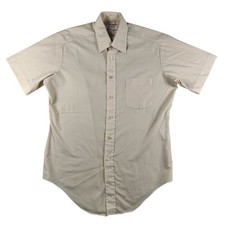 Vintage Sears Dress Shirt Mens 15.5 Beige Perma Prest Wrinkle Resistant 80s Slim