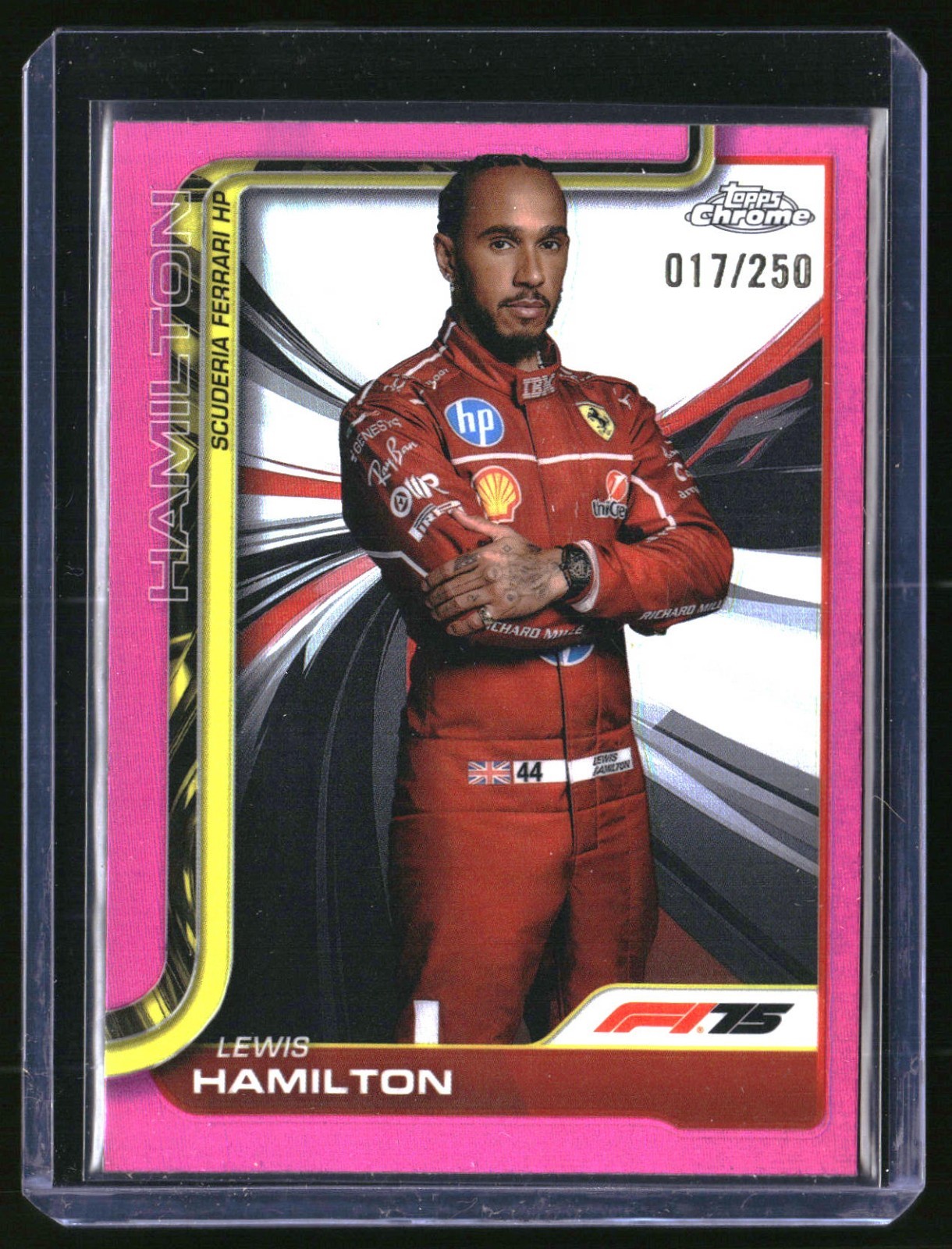 2025 Topps Chrome Formula 1 F1 Lewis Hamilton Portrait Pink Refractor 017/250 #4