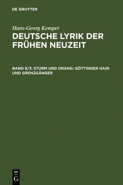 Hans-Georg Kemper | Sturm Und Drang: GöTtinger Hain Und GrenzgäNger | Buch | Xii-image