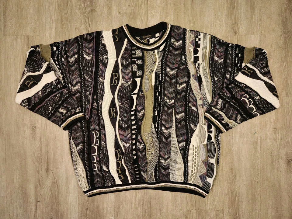 Suéter Vintage Bachrach Estilo Coogi Tejido 3D Texturizado Talla 2XL XXL Biggie Cosby Foto 2 de 4