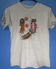 Vintage 1995 Hershey's Reese's Candy Hoops Grey T-Shirt USA Made Youth - Large