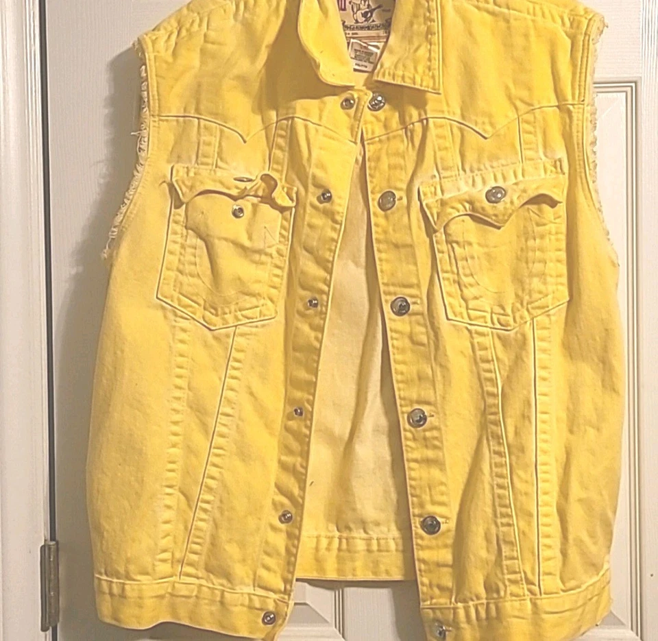 Chaleco vaquero amarillo XL True Religion para hombre  Foto 4 de 4