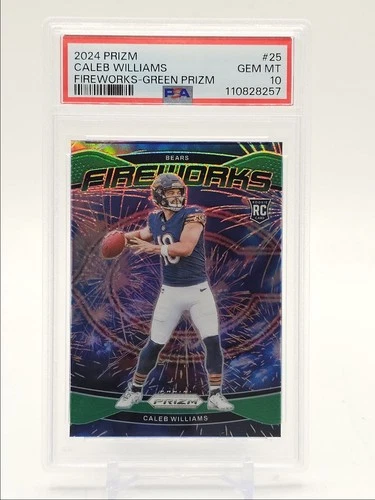 CALEB WILLIAMS 2024 PANINI PRIZM FIREWORKS ROOKIE GREEN RC PSA 10 Q5786