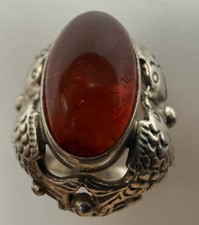 Vintage 835er Silber Ring mit Bernstein von Fischland Silver Amber Ambre Argent