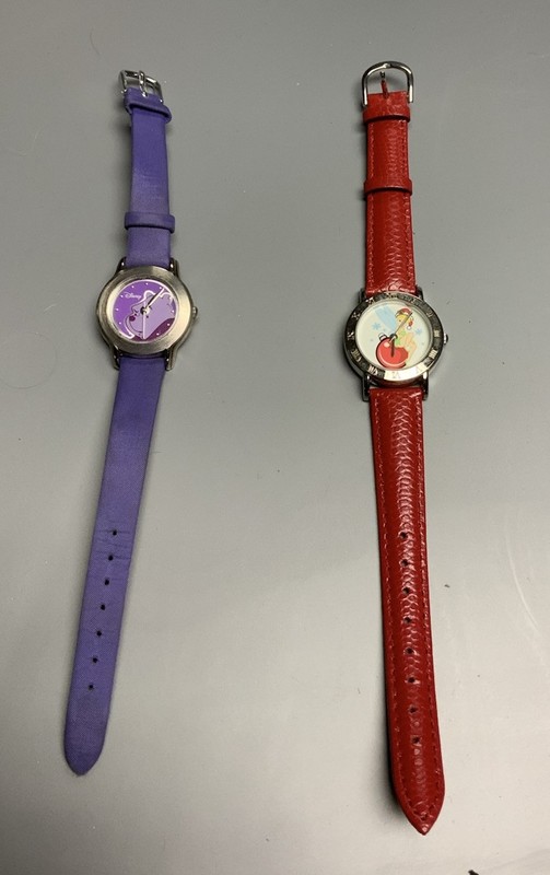 Lot Of 2 Disney Watches - Pooh purple & Tinker bell red