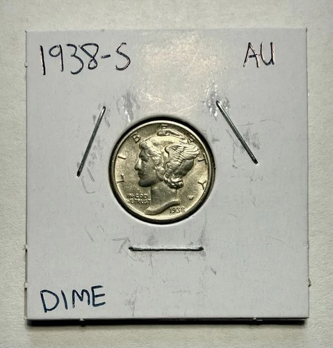 1938-S Mercury Dime 10C SILVER - About Uncirculated (AU)