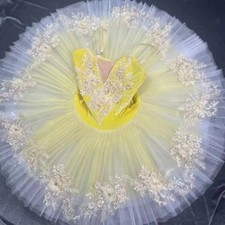 Ballet Dress Yellow Flower Platter Tutu Dance Performance Costumes Party Dress