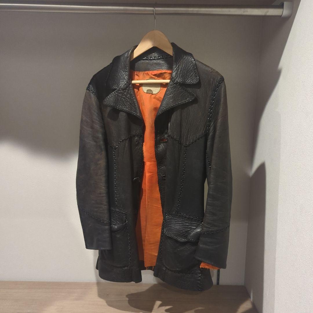 North Beach Vintage Black Leather Jacket Orange Lining | eBay