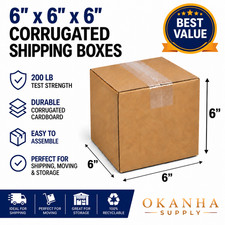 OKANHA 6" x 6" x 6" Corrugated Shipping Boxes 200 lb Test