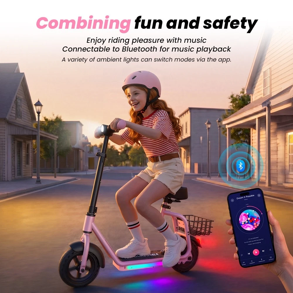 iK7 Elektroroller 2in1 250W 20km/h Kinder E-Scooter mit abnehmbarem Sitz & Korb - Bild 8 von 23