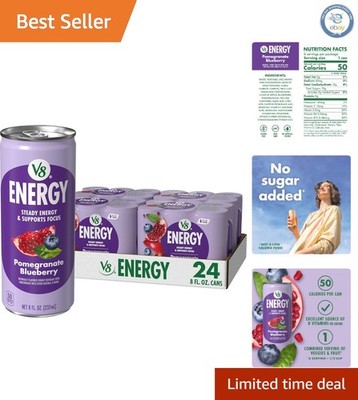 Vibrant Energy Drink - Pomegranate Blueberry, 24 Cans, Non-GMO &  Friendly