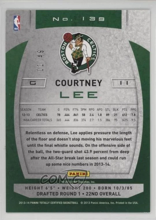 2013-14 Totally Certified Totally Blue /49 Courtney Lee #139 - Image 2 of 2