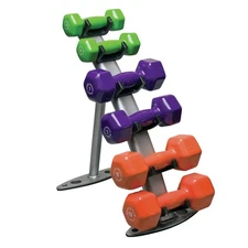 Body-Solid 3 Pair Vinyl Dumbbell Package with Rack