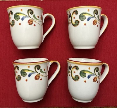 Sur La Table FRANCESCA Handcrafted Italy Coffee Tea Mugs Set of 4 Tuscan Style