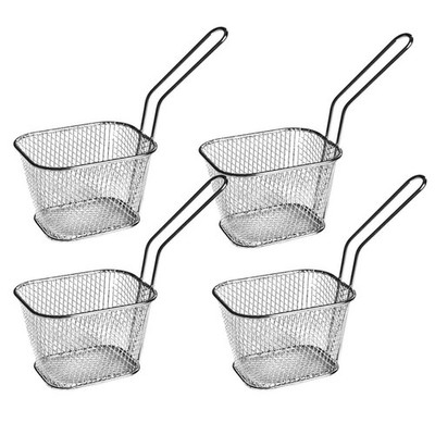 French Fries Serving Baskets Mini French Fries Baskets with Handle 4 Piece Ch...