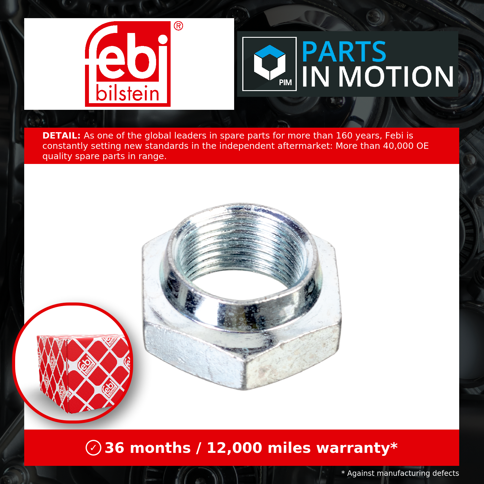 Febi Bilstein 02160 Front Stub Axle Nut Wheel Suspension Fits Audi Seat VW - Image 11