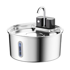 3.2L Wireless Cat Water Fountain Stainless Steel Induction Pet Water Dispenser