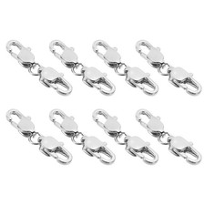 Double Lobster Clasp, 8 Pack Necklace Clasps Extender, Silver