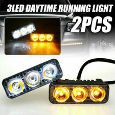 2x 3led Drl Daytime Running Light Fog Lamp Super Yellow High Power Car Universal