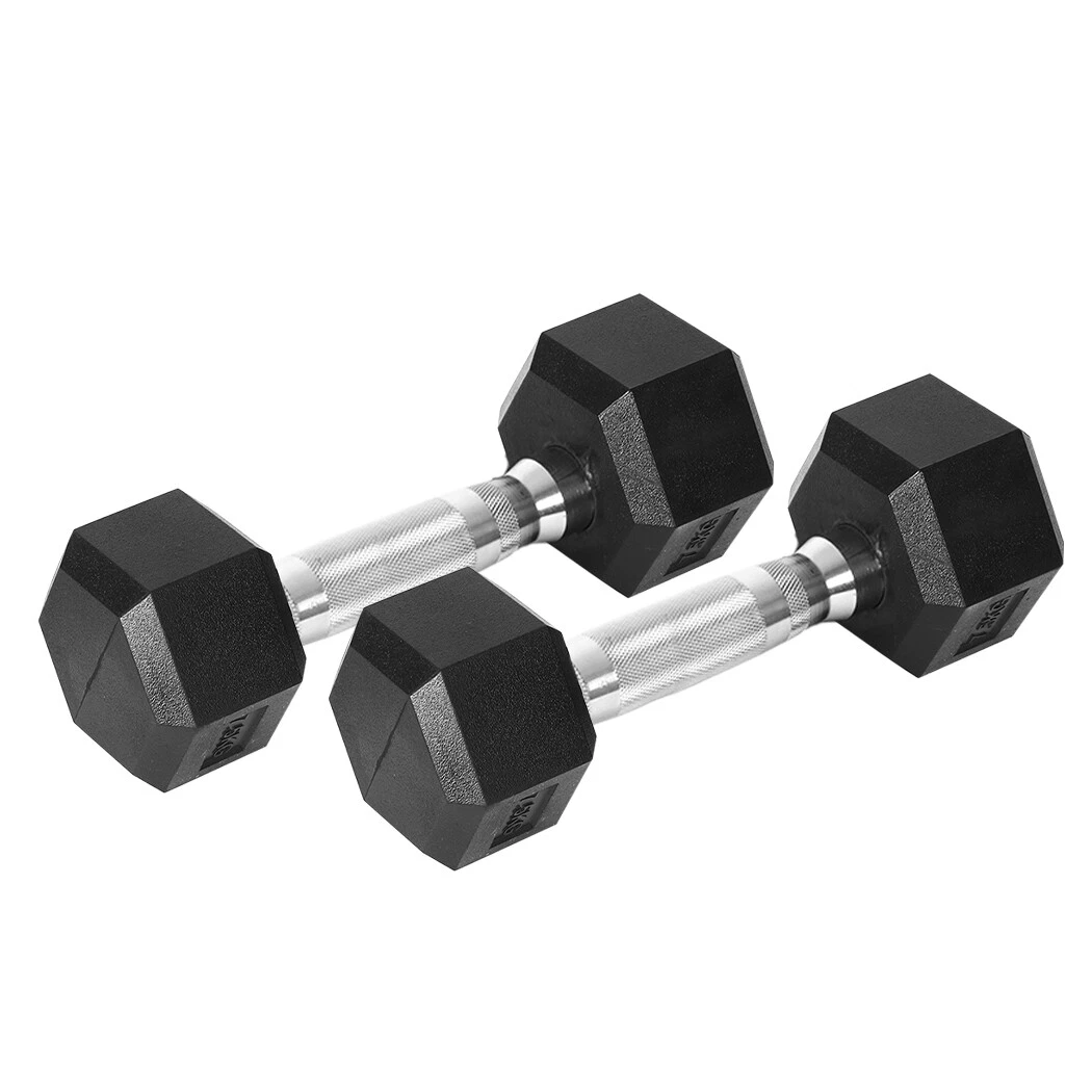 1KG-40KG Rubber Hex Dumbbell Fitness Home Gym Exercise Strength Weight 