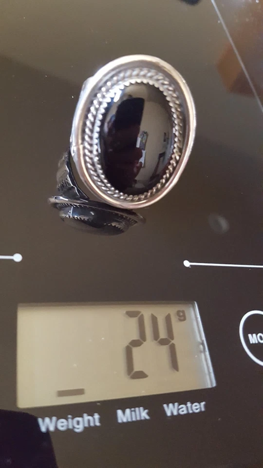 Anillo de hombre raro hecho a mano con ONYX negro y plata de ley Foto 3 de 4