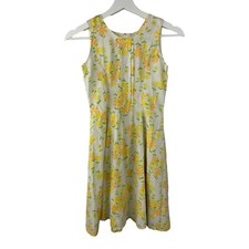 Vintage 70s 60s Prairie Girls Day Dress M 8 Mod Yellow Flower power hippy child