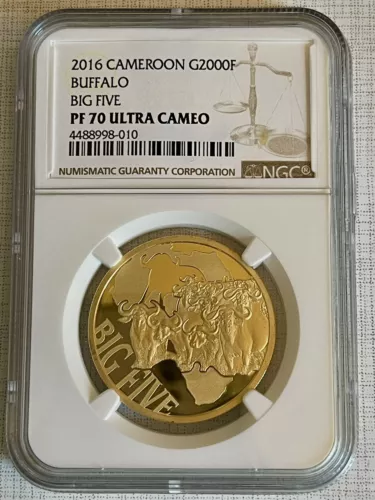 Cameroon 2016 Buffalo Big Five 2000 Francs 1/2 oz Gold NGC PF70 UC SKU#6867