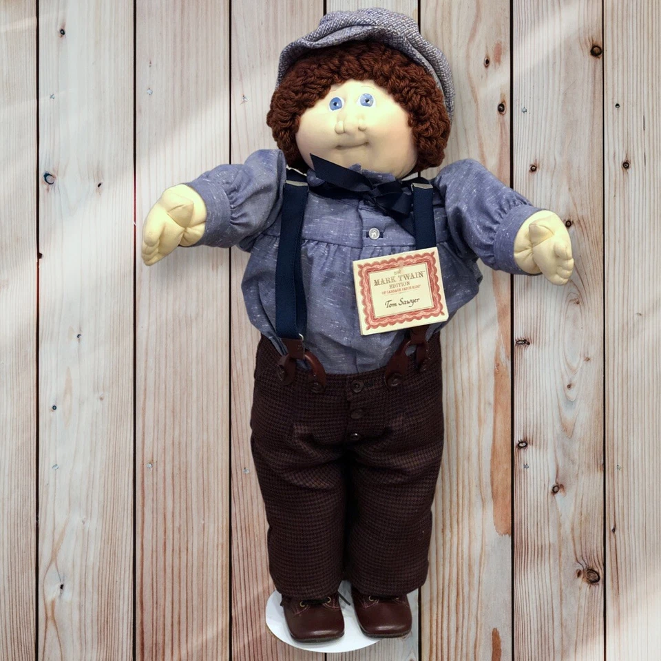 Cabbage Patch Kids 1986 escultura suave edición Mark Twain Tom Sawyer Little Peop Foto 2 de 4
