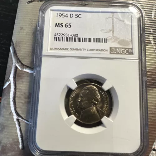 1954-D Jefferson Nickel 5c NGC Certified MS65 TONED