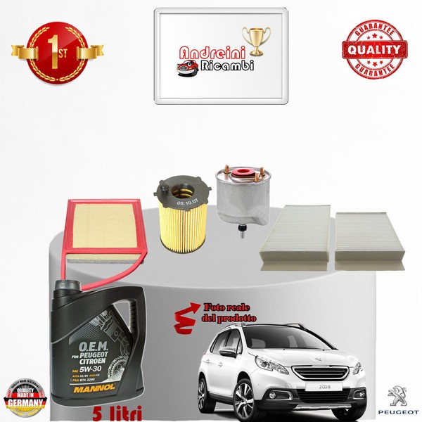 Inspektionskit Filter + ÖL Xpeugeot 2008 1.6 E-Hdi 68KW 92CV Von 2014->-image