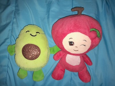 Lot 2x Dan Dee 10'' Avocado Let's Avo-Cuddle & Fruiti Datooties Cherry Plush 10'' 