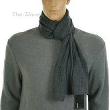MURANO Men's CHARCOAL GRAY Ribbed WINTER SCARF Luxury Fabric Blend RECTANGLE