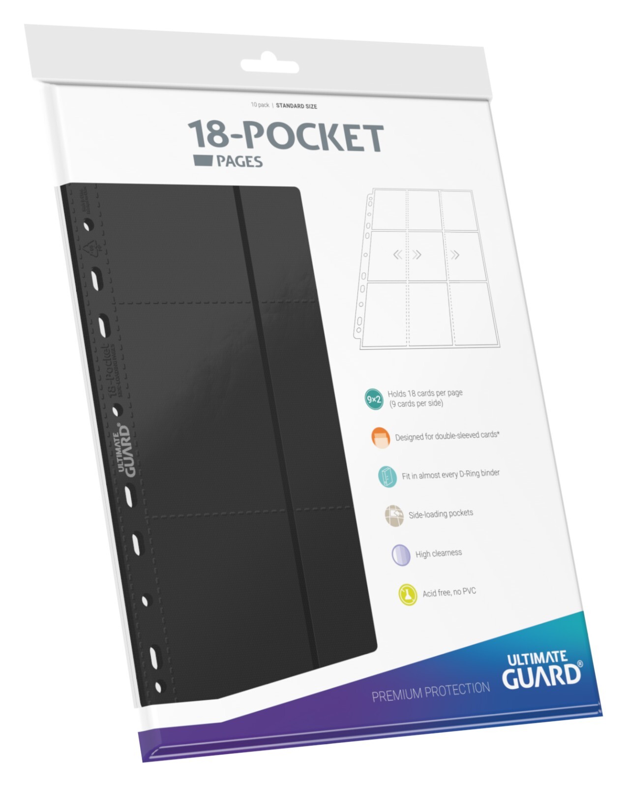 10-Pack) Ultimate Guard 18-Pocket Black Sports Gaming Card Sideload Album  Pages