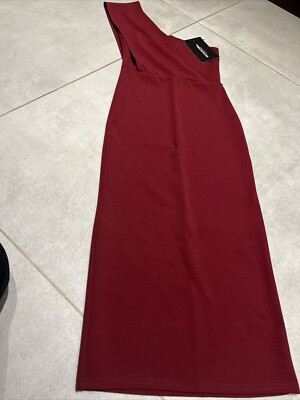 Ladies Burgundy PLT One Shoulder Midi Dress Size 8 BNWT | eBay UK