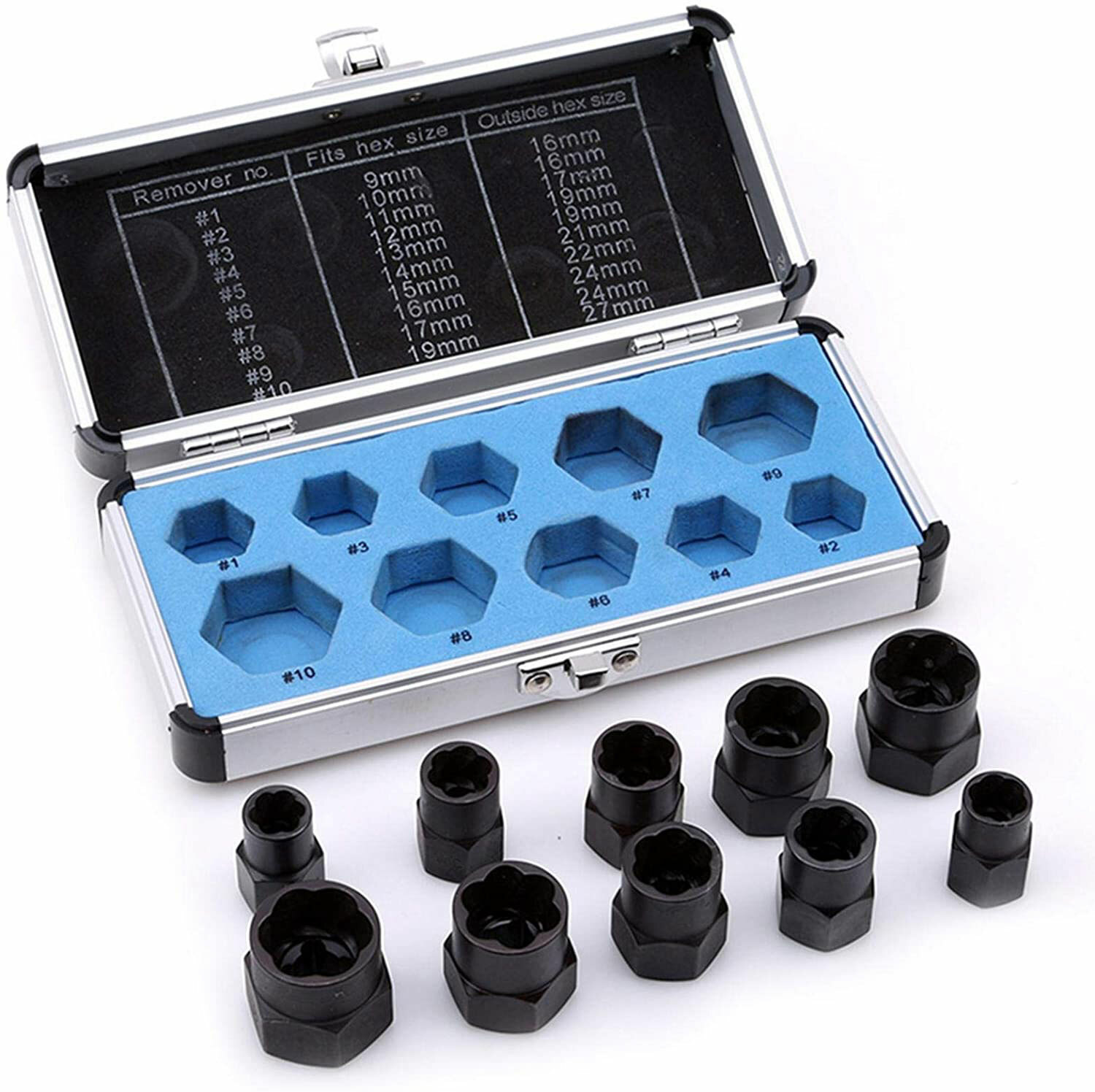 Set Bussole Estrattori 10 Pezzi WF1003A per Viti e Dadi Spanati