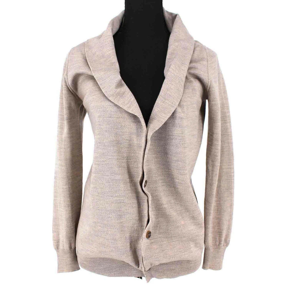 Maison Martin Margiela Cardigan Tan Wool Shawl Collar Button