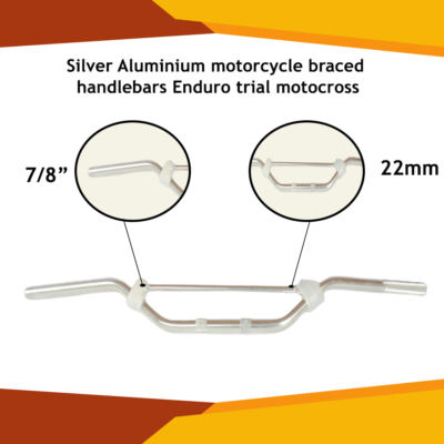 Silver Motorcycle Braced Handlebars Motorbike Trail Enduro Motocross ...