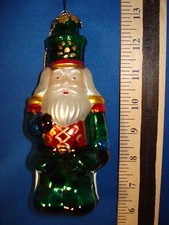 Santa Ornament Nutcracker Santa Red Shirt Glass 80150R 005
