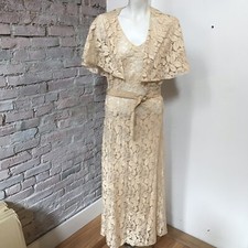 DRESS 30s WEDDING LACE Dress and Caplet Bias Cut DECO CROCHET