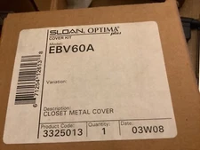 3325013 Sloan Optima EBV60A Closet metal Cover With Override Button new in box