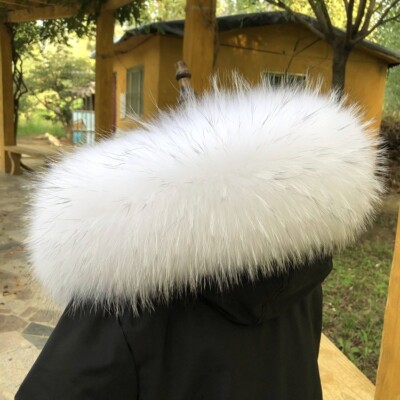 Unisex Real Real Raccoon Fur Collar Scarf Warm Hood Trim For Jacket Coat Collar