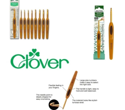 Genuine Clover Soft Touch Steel Crochet Hooks 0.50mm-6.0mm (choose size)