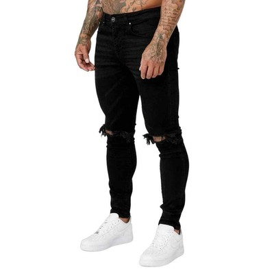 Legend Premium Skinny Fit Jeans Destroyed Knee Rip Jeans in