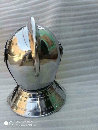 Médiévale Fermé Visage Visière Métal Casque 18 Échelle Acier Larp Casque - Photo 4 sur 4